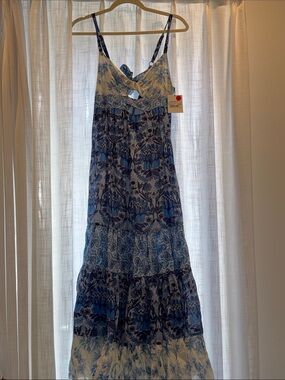 Sandro Blue Floral Tiered Maxi Dress